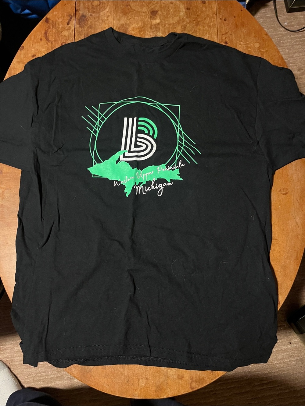 Black Short Sleeve Tee with Green Michigan Graphic